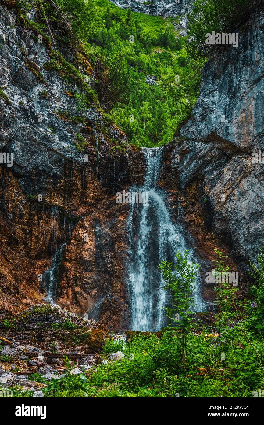 Austria Wild Rivers Stierlochbach waterfall. Wild river landscape in Austrian Alps Stock ...