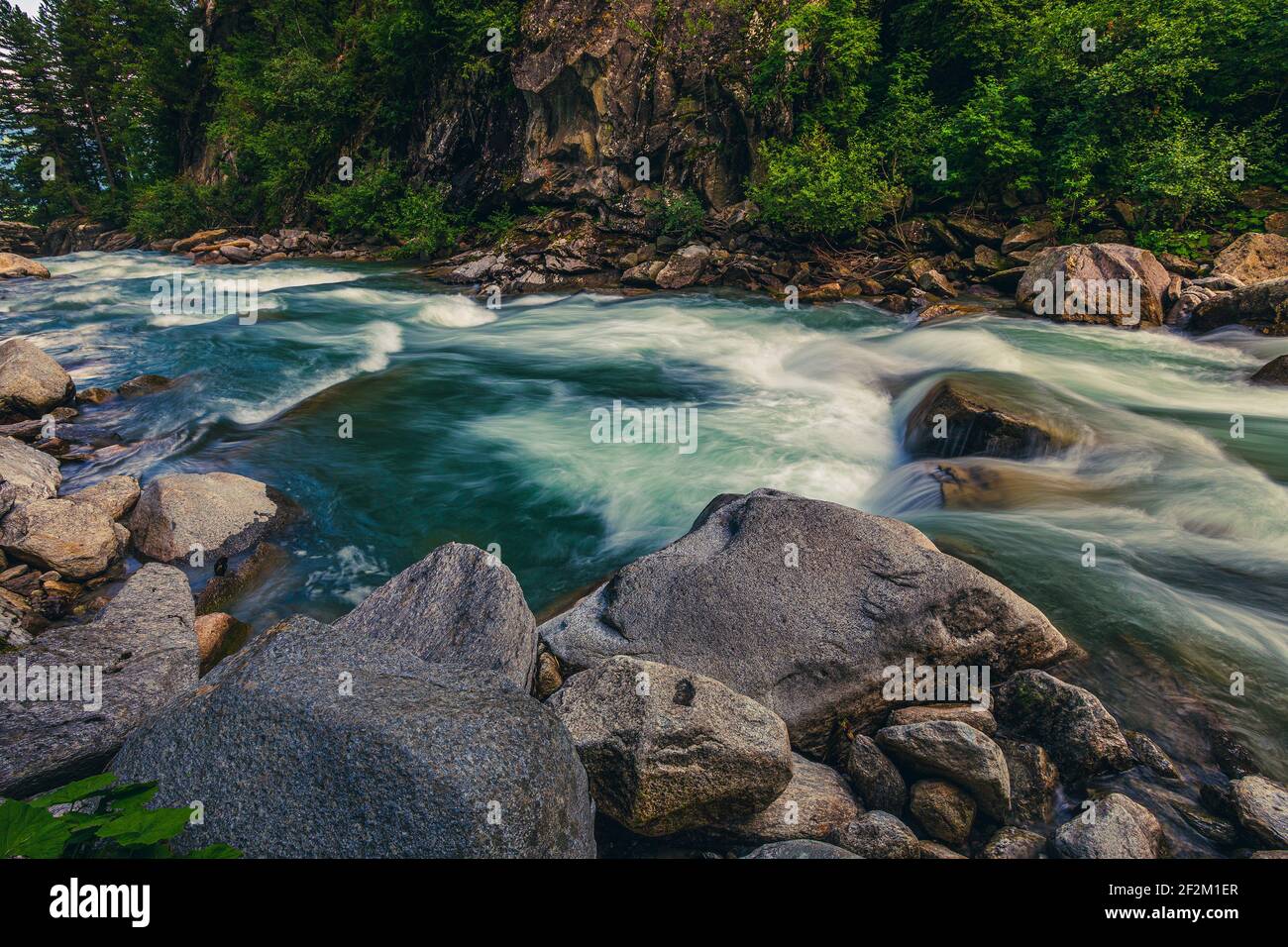 The river Krimmler Ache in the Hohe Tauern National Park in Austria. The Krimmler Ache forms the Krimmler waterfalls. Stock Photo