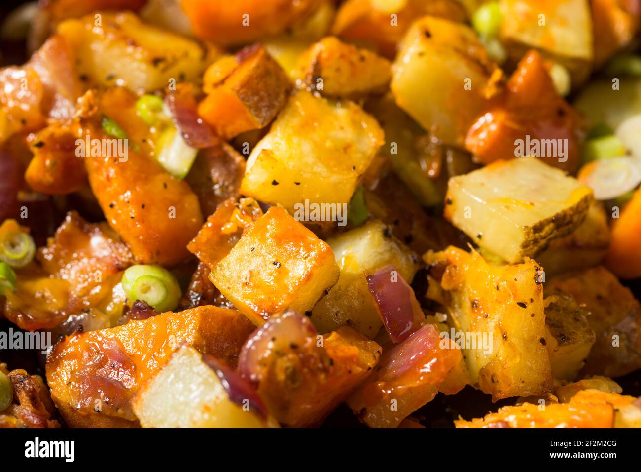 Homemade Healthy Sweet Potato Hash with Fried Eggs Stock Photo Alamy