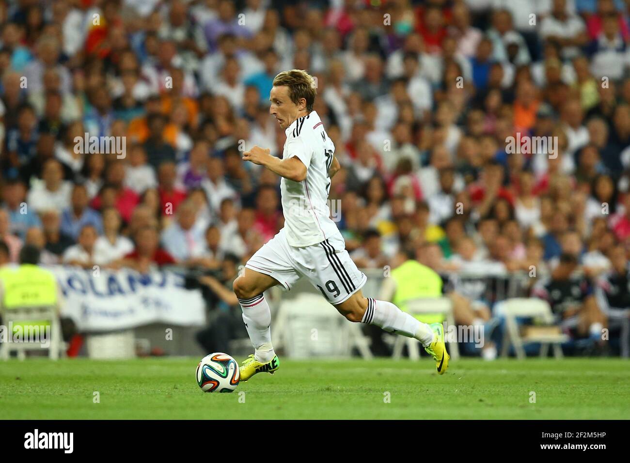 Luka Modric during the 2014 Spain Super Cup football match 1st leg between Real Madrid and Atletico Madrid on August 19, 2014 at Bernabeu stadium in Madrid, Spain. Photo Manuel Blondeau / AOP Press / DPPI Stock Photo