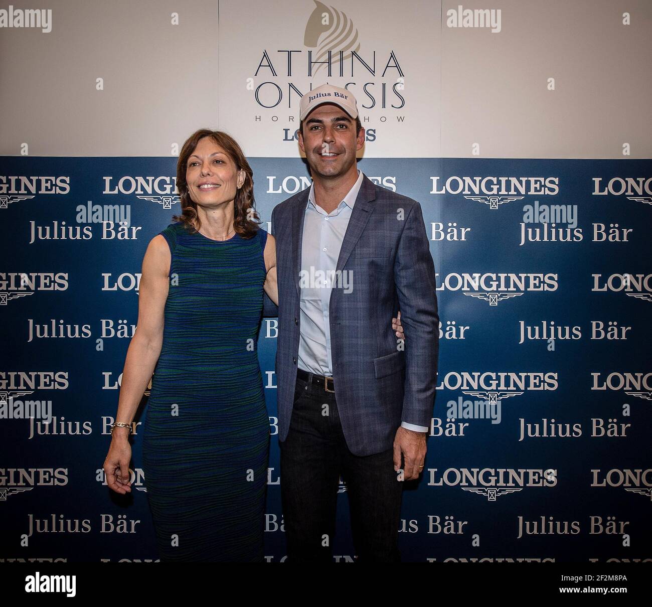 Mrs SQUECCO (JULIUS BEAR BANK), ALVARO DE MIRANDA (Rider), during the Press conference at the Bristol hotel in Paris, France, on May 21, 2014 for the Longines Athina Onassis Horse Show in June 5th-7th in Pampelonne beach, Saint Tropez, France - Photo Christophe Bricot / DPPI Stock Photo