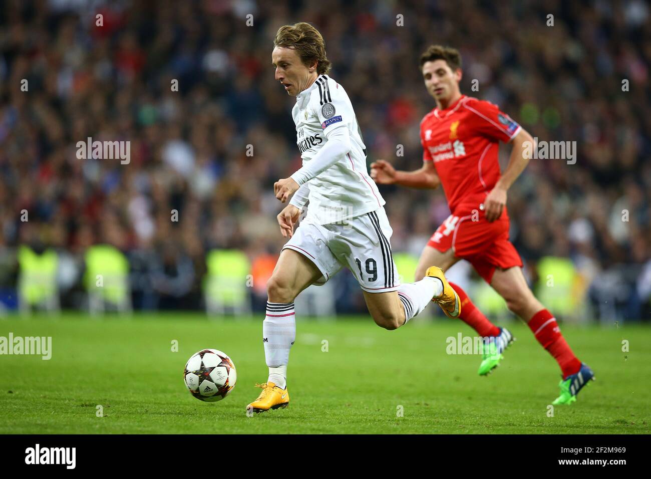 Luka Modric of Real Madrid CF during the UEFA Champions League, Group B, football match between Real Madrid CF and Liverpool FC on November 4, 2014 at Santiago Bernabeu stadium in Madrid, Spain. Photo Manuel Blondeau / AOP Press / DPPI Stock Photo