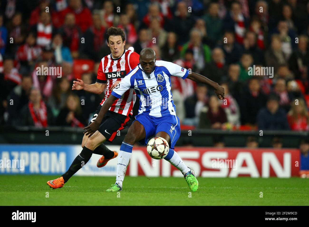 Bruno Martins Indi of FC Porto duels for the ball with Guillermo Fernandez  of Athletic Bilbao during the UEFA Champions League, Group H, football  match between Athletic Bilbao and FC Porto on