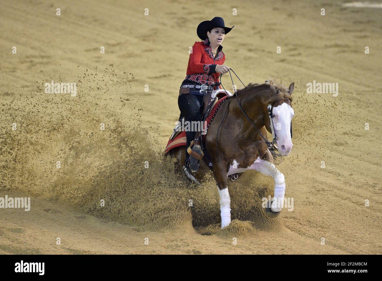 Cira BAECK riding on Colonels Shining Gun during the Reining competition of  the Alltech FEI World Equestrian Games? 2014 in Normandy - Tuesday -  26/08/14 - Photo Christophe Bricot Stock Photo - Alamy