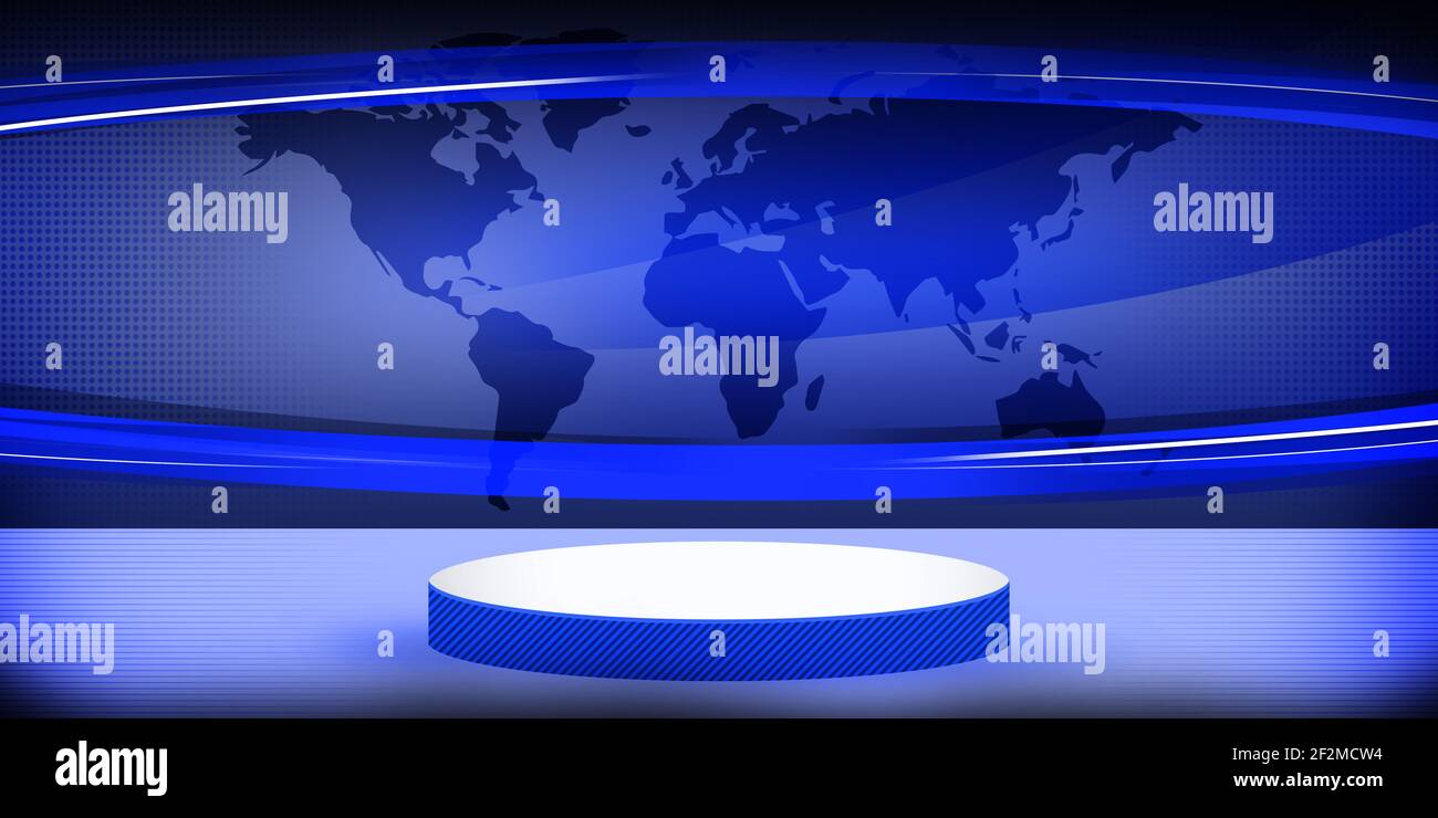 Abstract Modern Breaking News Studio Style Room Background With World Map In The Back Screen 3d Rendered Illustration Of Podium With Free Space Stock Photo Alamy