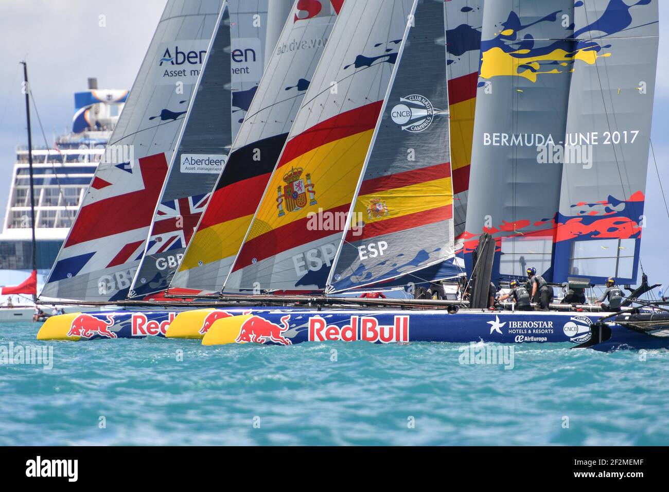 SVB Team Germany, Land Rover Bar Academy (GBR), Spanish Impulse Team,  during the Red Bull Youth America's Cup Finals, June 20th, 2017, in  Hamilton, Bermuda, Photo Christophe Favreau / DPPI Stock Photo - Alamy