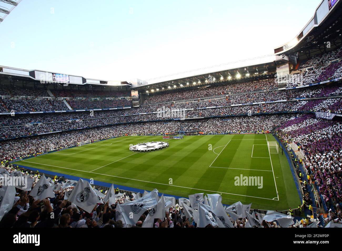 Genaral view of Santiago Bernabeu Stadium during the UEFA Champions League Quarter Final second leg match between Real Madrid CF and Club Atletico de Madrid at Estadio Santiago Bernabeu on April 22, 2015 in Madrid, Spain.Photo: Manuel Blondeau/AOP.Press/DPPI Stock Photo