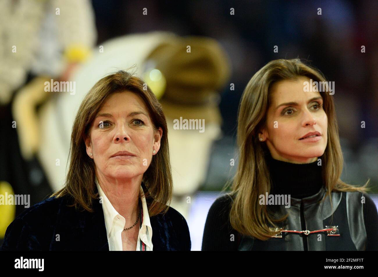 SHR Caroline of Monaco, princesse de Hanovre and Fernanda Ameeuw during the  Style and competition for amade competition Paris Gucci Masters on December  7th 2014 at Parc des expositions in Paris Nord