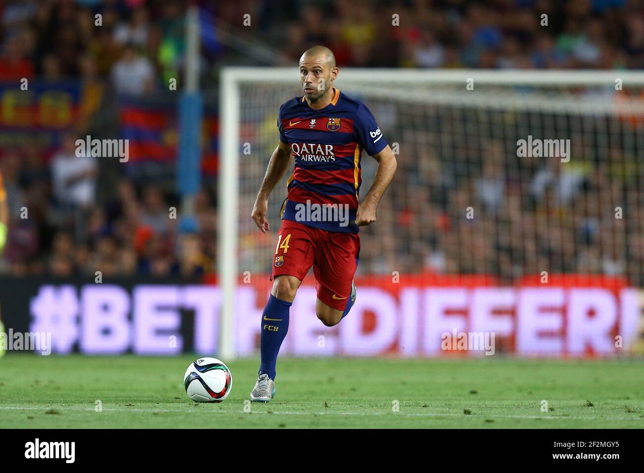 Javier Mascherano of FC Barcelona during the Spanish Supercup Final, 2nd leg, football match between and FC Barcelona and Athletic Club Bilbao on August 17, 2015 at the Camp Nou stadium in Barcelona, Spain - Photo Manuel Blondeau / AOP PRESS / DPPI Stock Photo