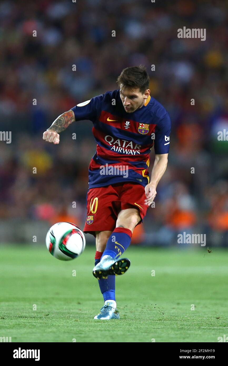 Lionel Messi of FC Barcelona during the Spanish Supercup Final, 2nd leg, football match between and FC Barcelona and Athletic Club Bilbao on August 17, 2015 at the Camp Nou stadium in Barcelona, Spain - Photo Manuel Blondeau / AOP PRESS / DPPI Stock Photo