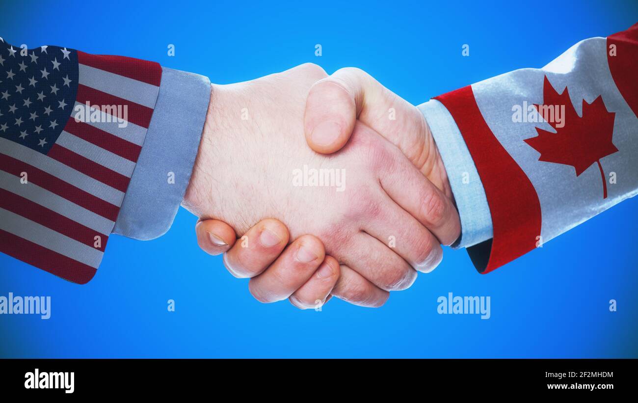 United States - Canada - Handshake concept about countries and politics Stock Photo
