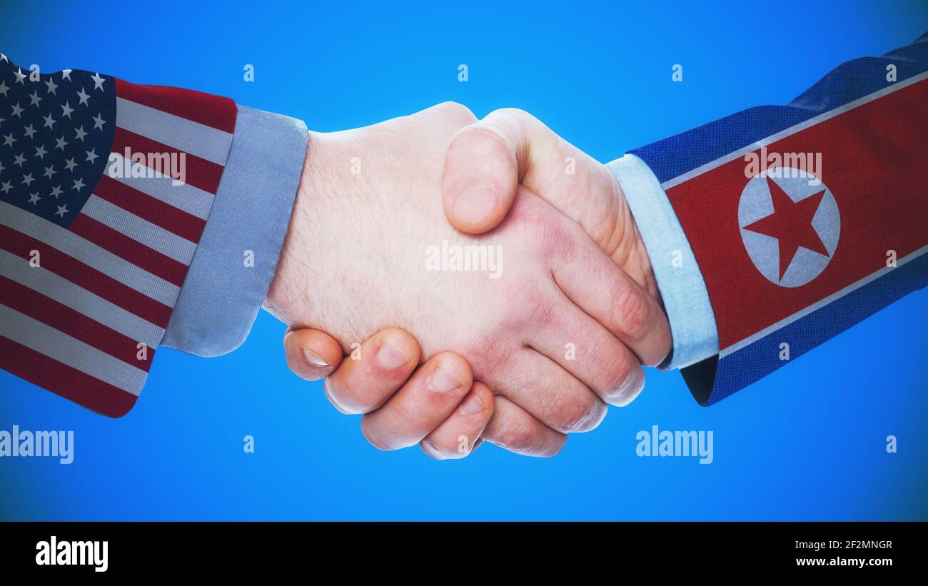 United States - North Korea - Handshake concept about countries and politics Stock Photo