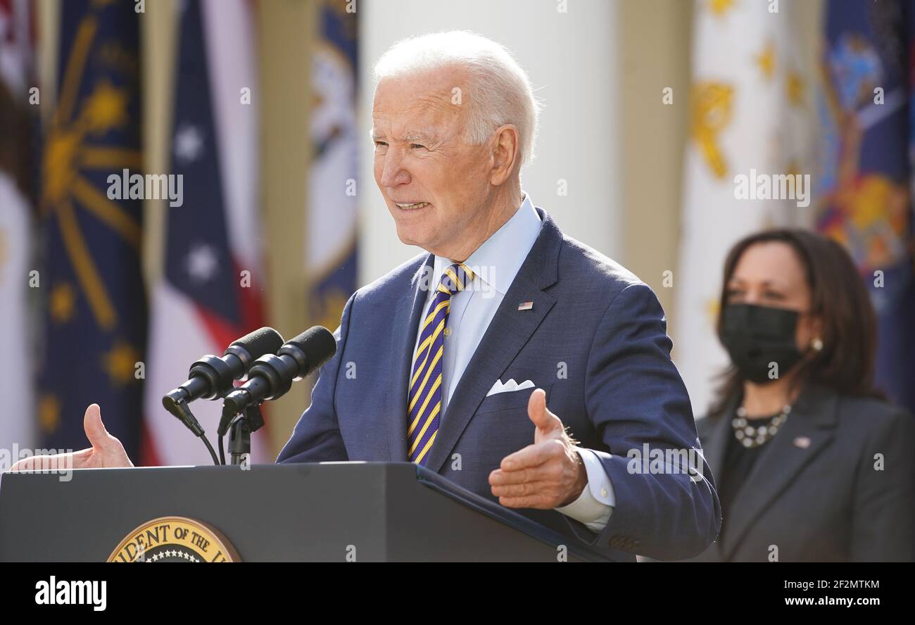 US President Joe Biden delivers remarks on the American Rescue Plan ...