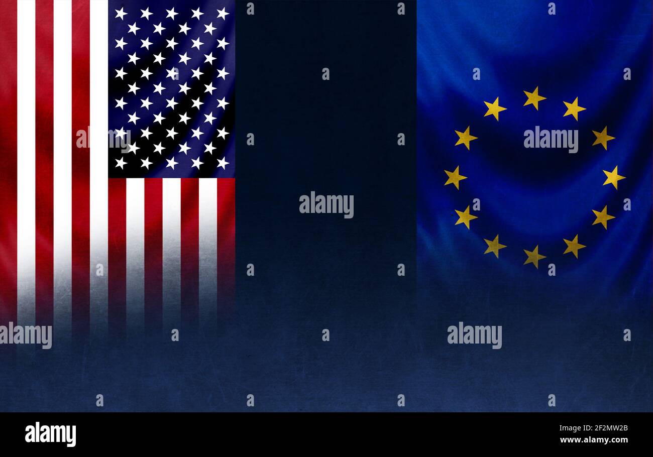 USA European Union flag banner illustration concept Stock Photo