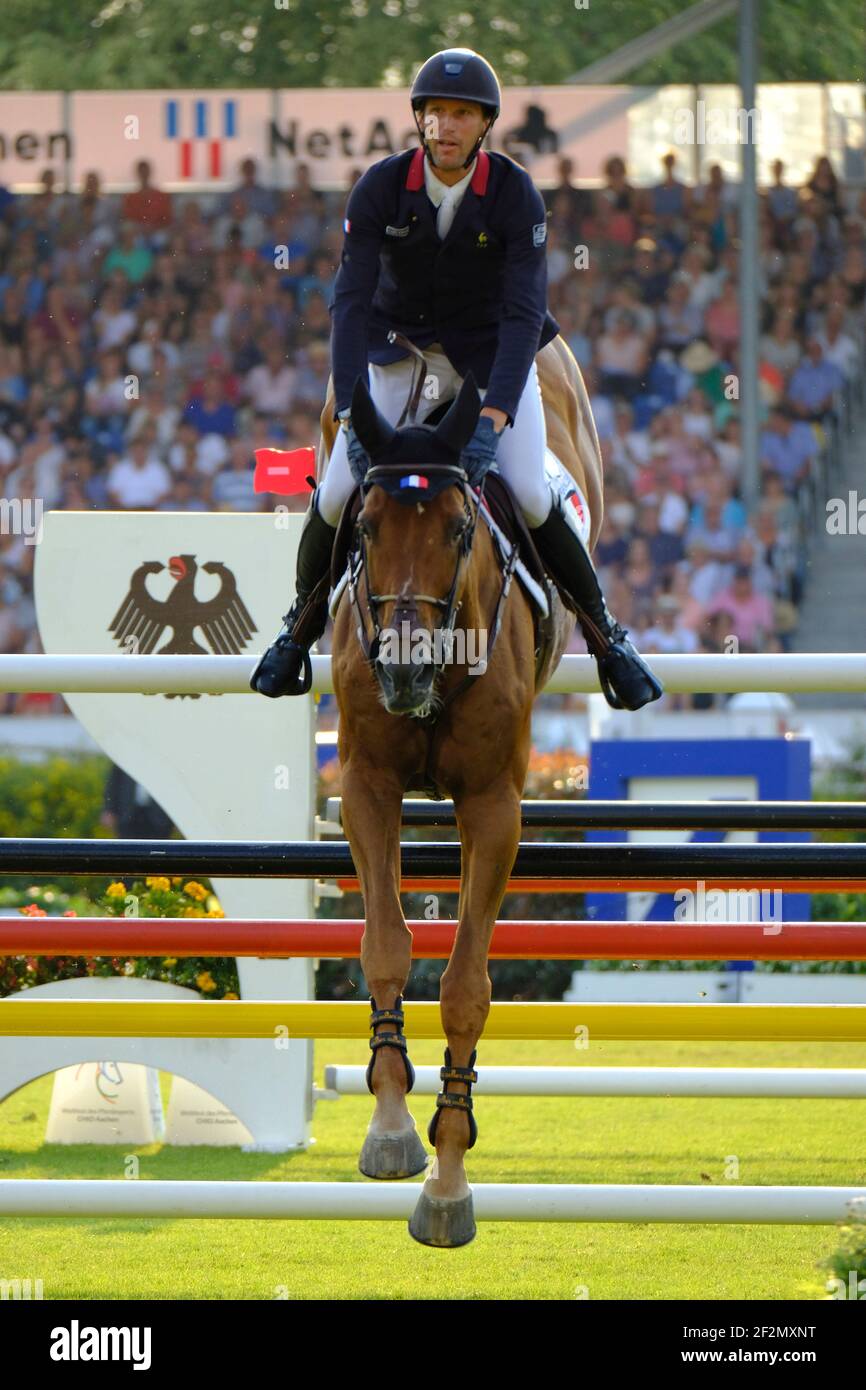 Kevin STAUT (FRA) riding Silver Deux de Virton HDC during the Nations Cup of the World Equestrian Festival, CHIO of Aachen 2018, on July 13th to 22th, 2018 at Aachen - Aix la Chapelle, Germany - Photo Christophe Bricot / DPPI Stock Photo