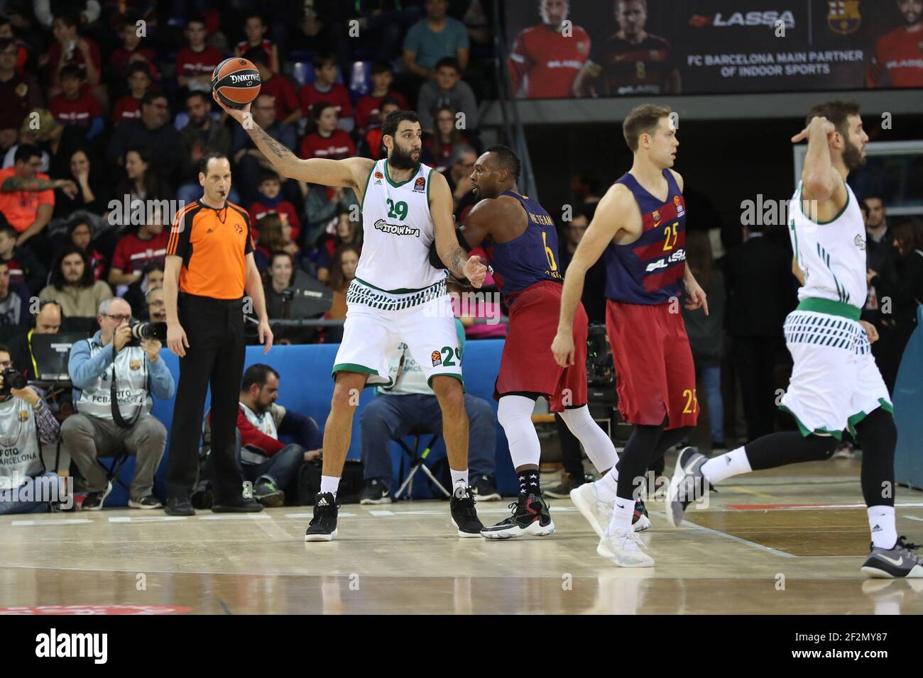 Ioannis Bourousis of Panathinaikos during the Euroleague basketball match  between FC Barcelona and Panathinaikos Athenes, at Palau Blaugrana, in  Barcelona, Spain, on December 2, 2016.Photo Manuel Blondeau / AOP Press /  DPPI