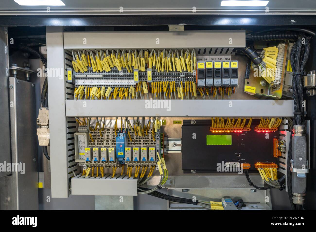 Control with many connections Stock Photo Alamy