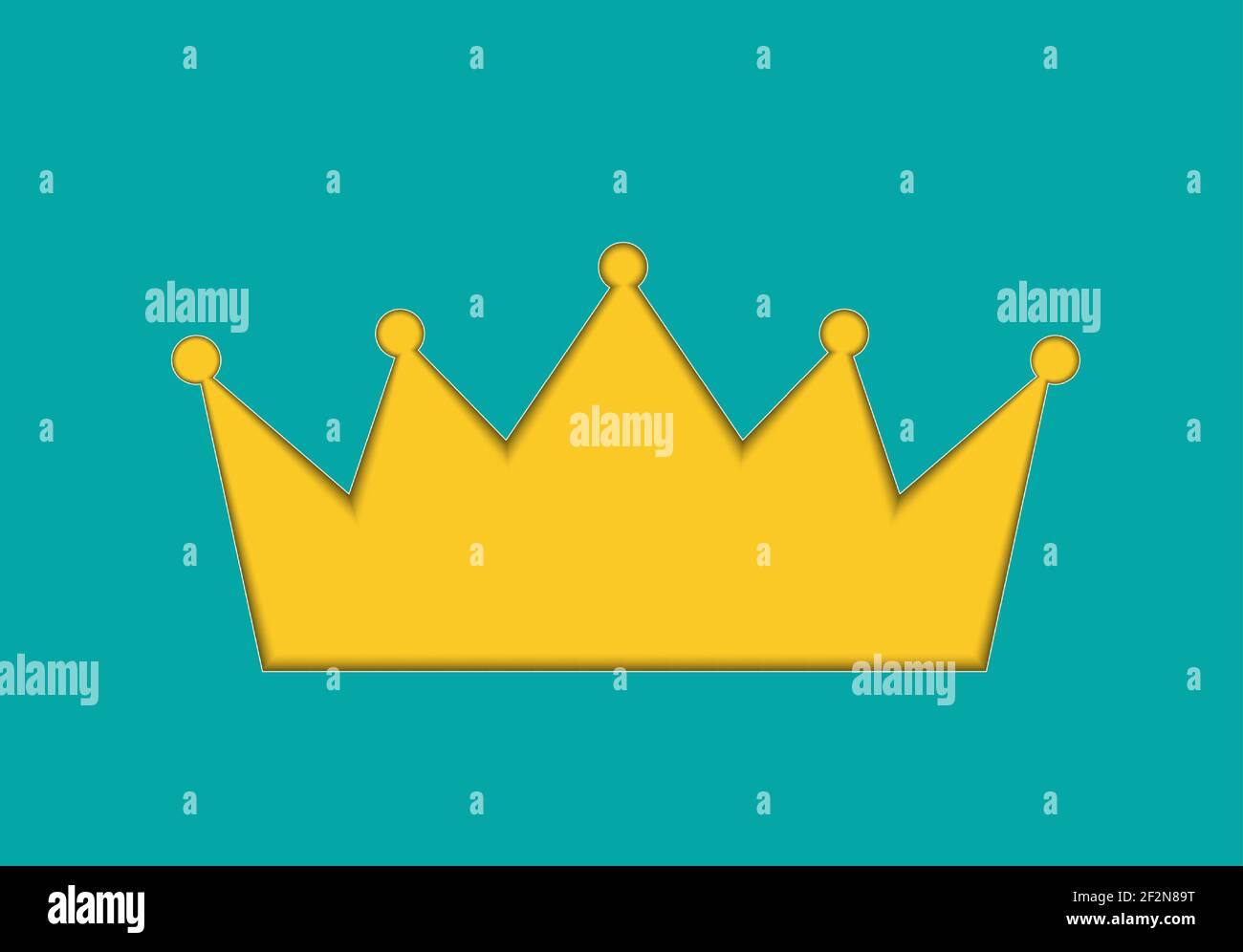 Paper cut crown on green background. Vector illustration Stock Vector