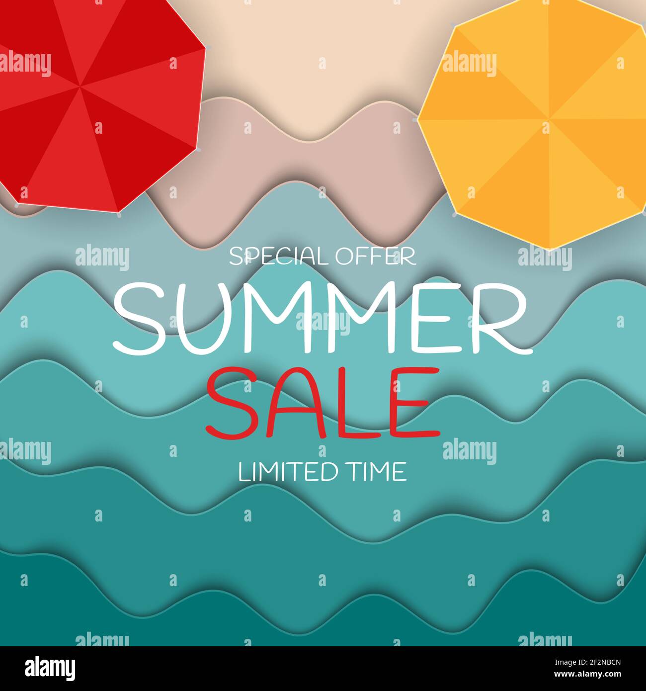Summer Sale paper Cut Template Background. Special offer vector