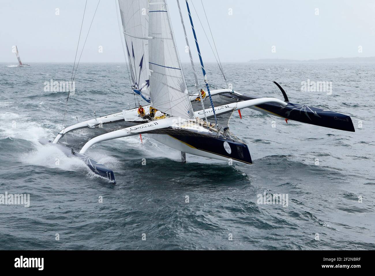 SAILING - TOUR DE BELLE ILE 2011 - LA TRINITE SUR MER (FRA) - PHOTO : CHRISTOPHE LAUNAY / DPPISecond sailing event in France, in number of participating vessels. GITANA 11 / SKIPPER : SEBASTIEN JOSSE Stock Photo