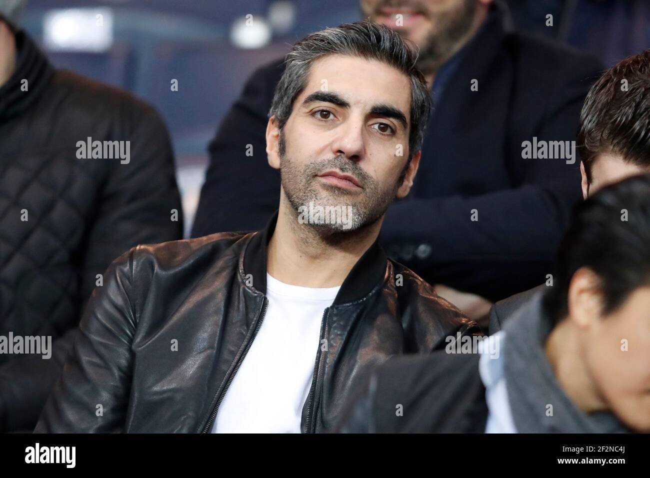 Ary Abittan looks on during the French Championship Ligue 1 football match between Paris Saint-Germain and Olympique Lyonnais on March 19, 2017 at Parc des Princes stadium in Paris, France - Photo Benjamin Cremel / DPPI Stock Photo