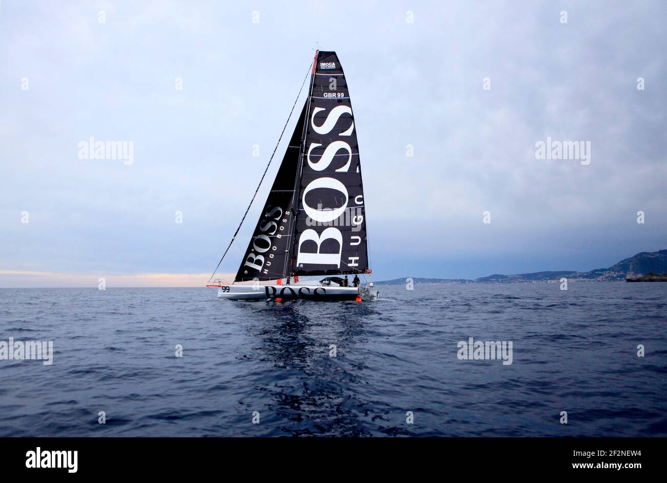 SAILING - IMOCA 60 HUGO BOSS - NEW LOOK 2012 - MONACO - 25/05/2012 - PHOTO  CHRISTOPHE LAUNAY / DPPI - Alex Thomson unveiled the new-look IMOCA 60 Hugo  Boss at Monaco Stock Photo - Alamy