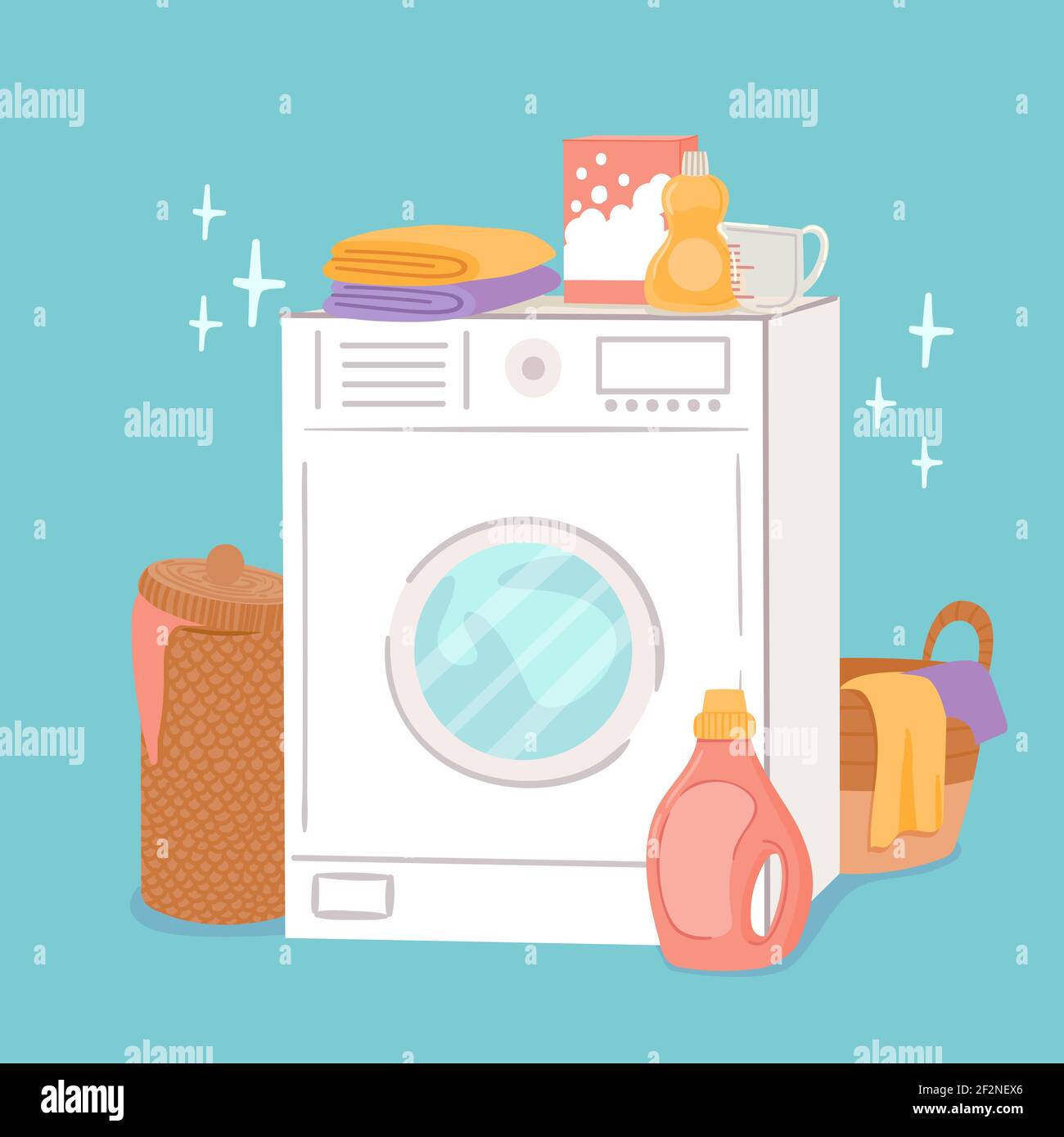Cartoon Doing Laundry