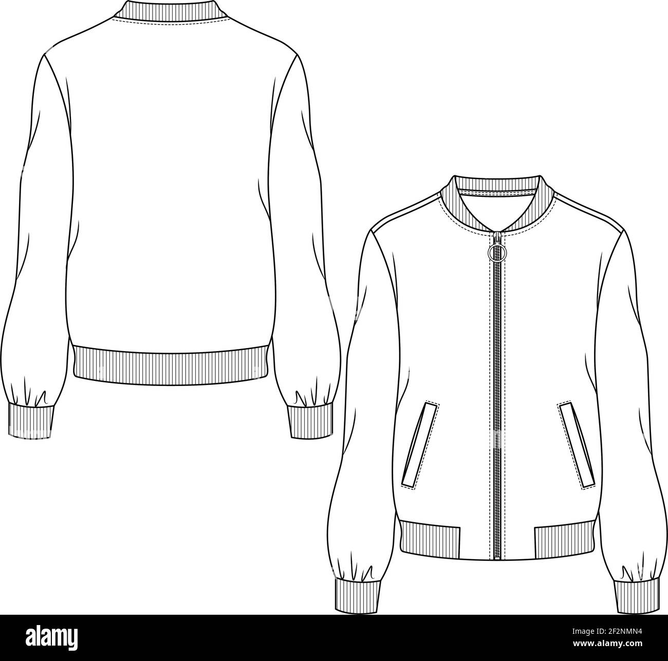Women Bomber Jacket fashion flat sketch template. Technical Pertaining To Blank Model Sketch Template