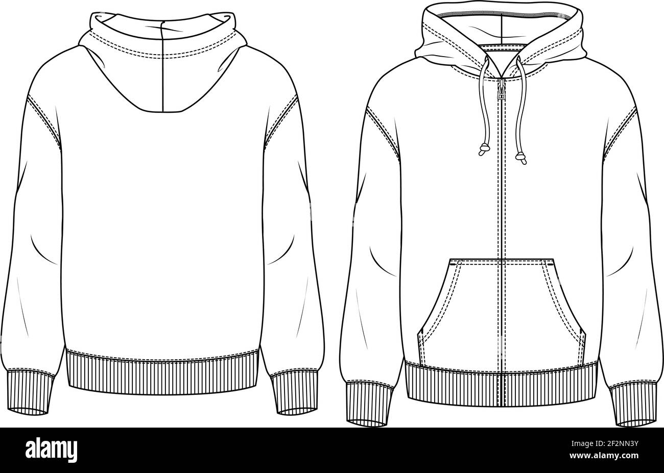 Raglan sweatshirts fashion flat sketch template • wall stickers sleeve,  man, garment | myloview.com