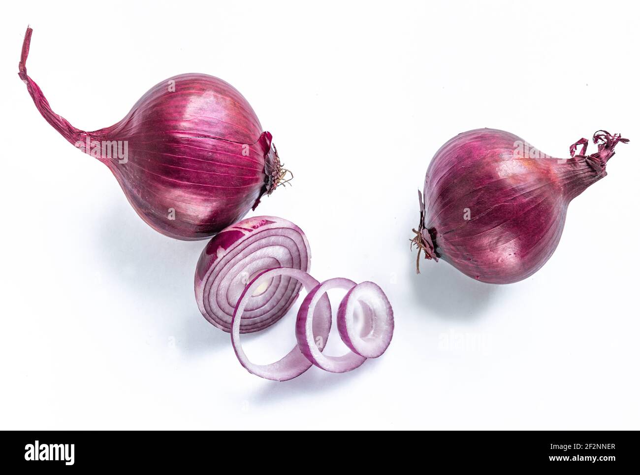 Whole onion, cut open, onion rings, allium cepa, vegetables Stock Photo