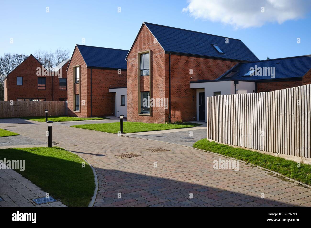 newly built houses on a suburban estate in the UK Stock Photo