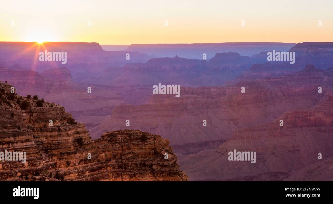 Panorama, USA, Grand Canyon National Park, South Rim, sun rays Stock ...