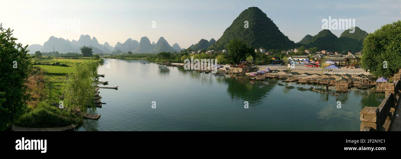 Panorama, Asia, China, Guilin, Li River, view from the Dragon Bridge Stock Photo