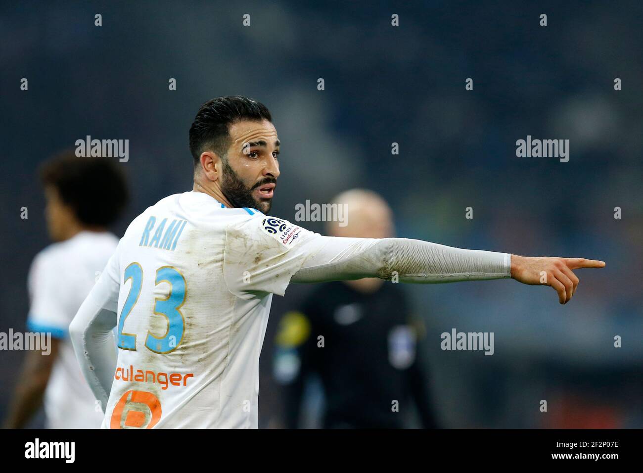 Olympique de Marseille's French defender Adil Rami reacts during the ...