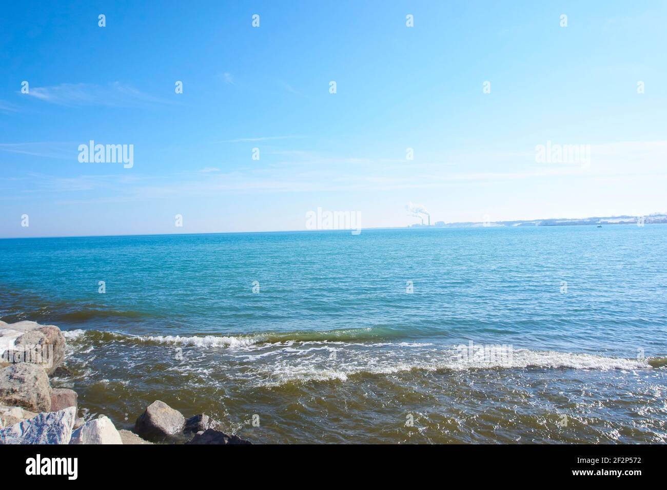View of Lake Michigan at Grant Park, Milwaukee Wisconsin. Stock Photo