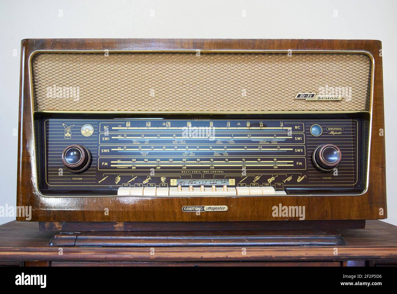 Antique Grundig radio. Stock Photo