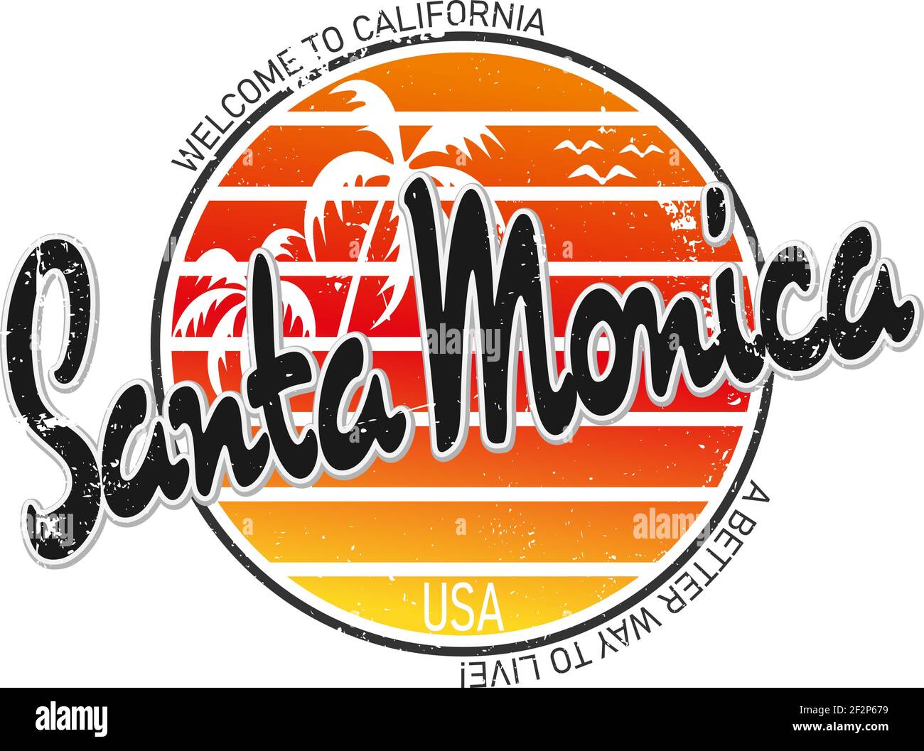 Santa Monica t-shirt design for printing. Vector illustration Stock