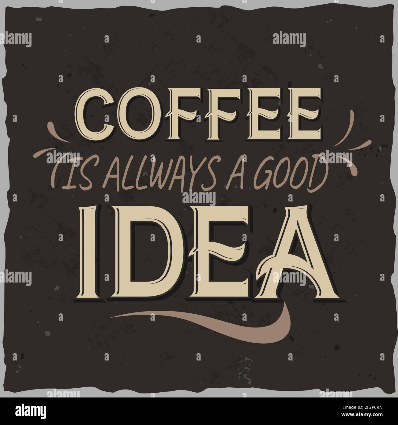 Vintage coffee label with lettering composition Stock Vector
