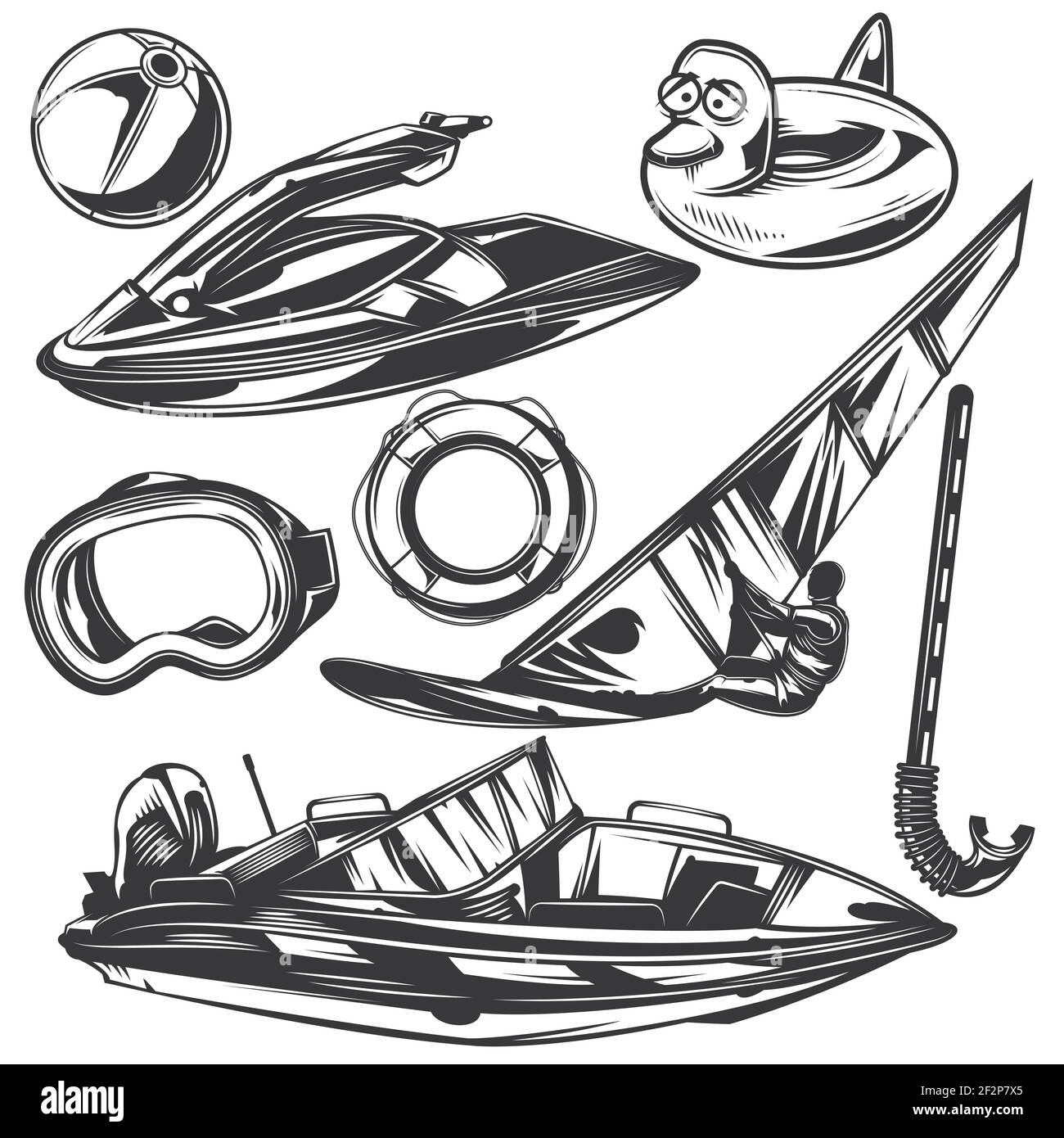 Set of diving equipment for creating your own badges, logos, labels