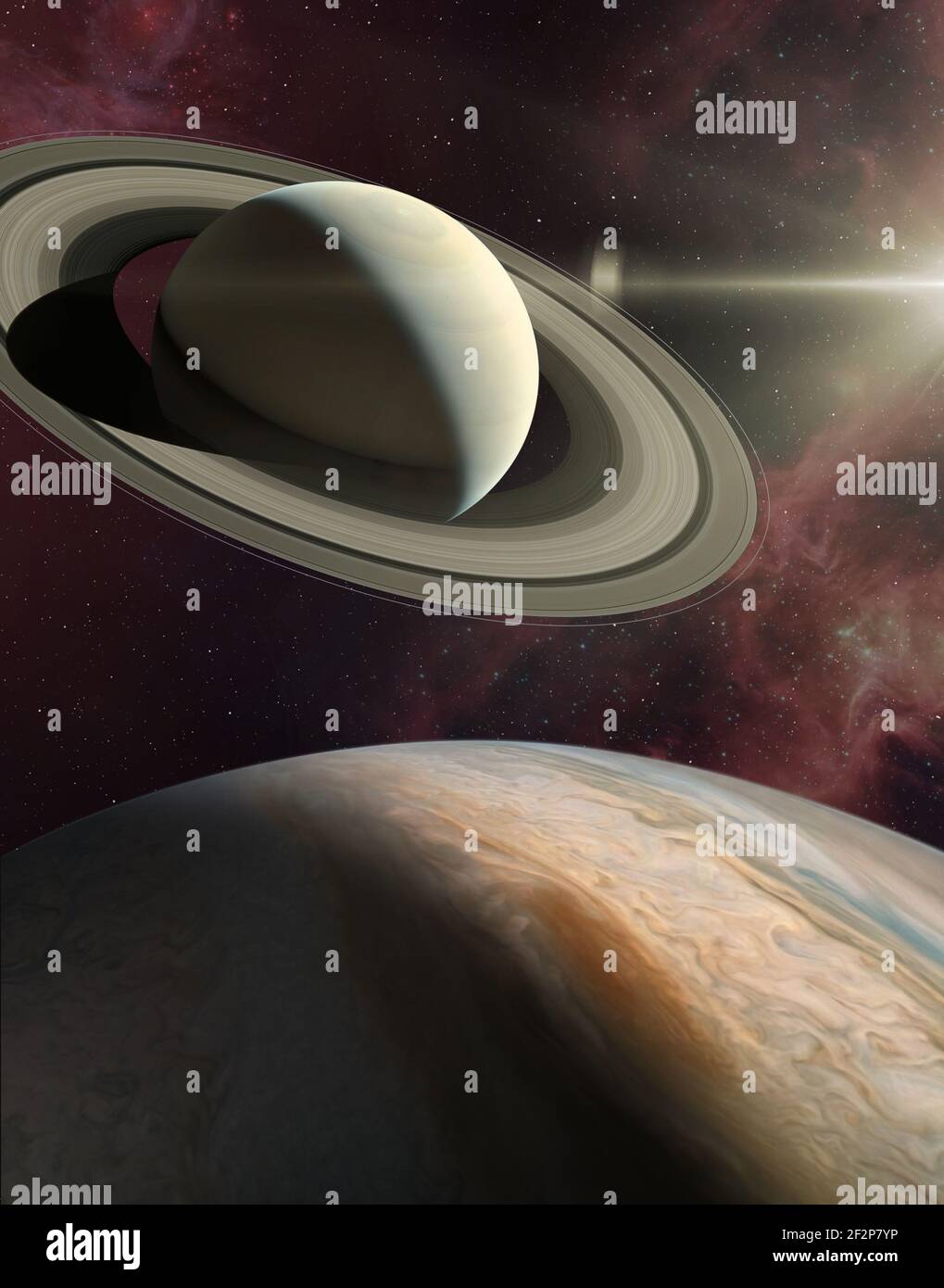 Great Conjunction Jupiter and Saturn Meet on Solstice. Rare Jupiter