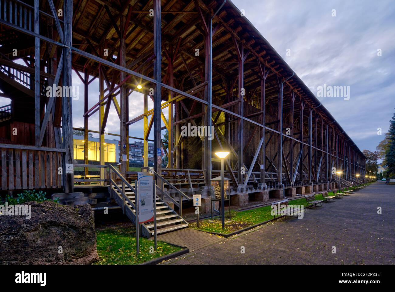 Spa gardens, graduation tower, blue hour, park, green area, Bad Orb, Main-Kinzig-Kreis, Hessen, Germany, Europe Stock Photo
