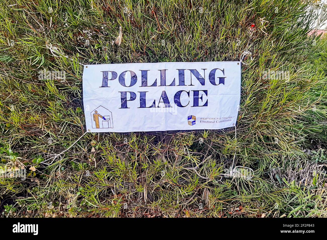 Polling Place sign ready for the Western Australia State Election Stock Photo