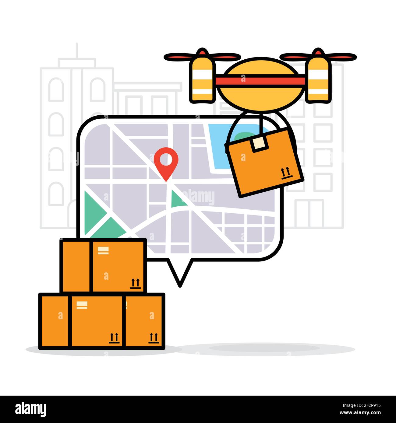 delivery drone design with boxes Stock Vector Image & Art - Alamy