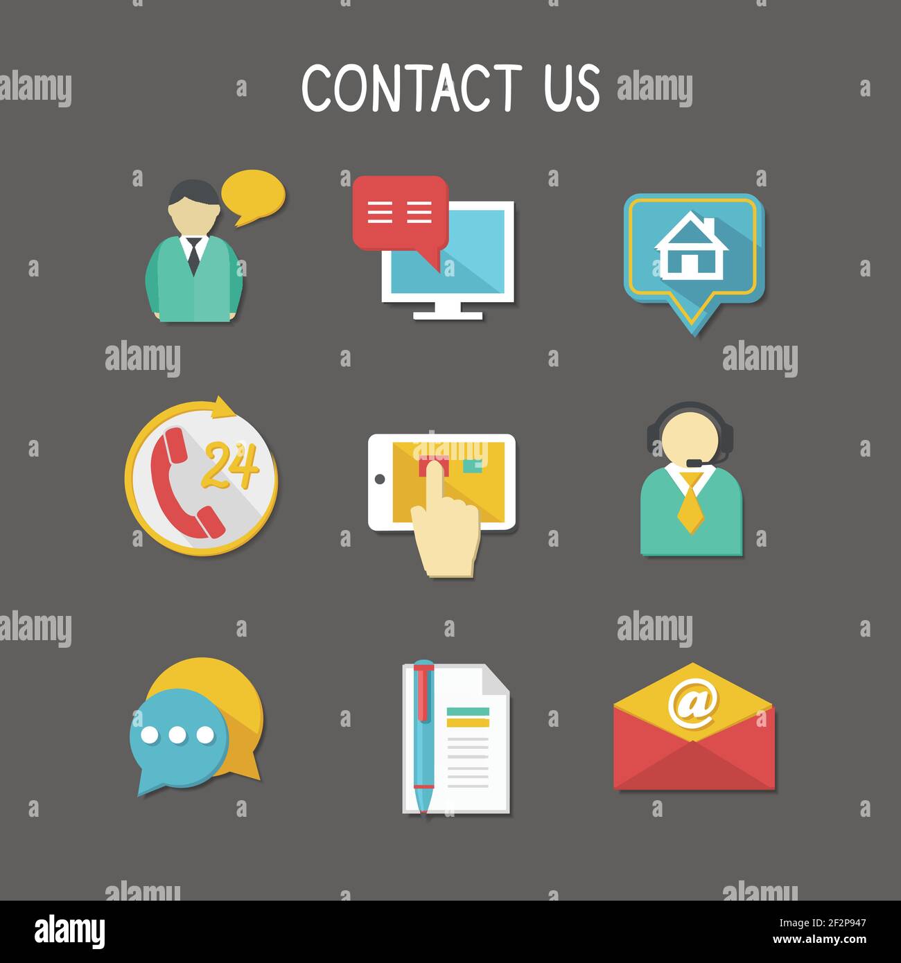 Contact us using phone call email website or mobile application flat ...