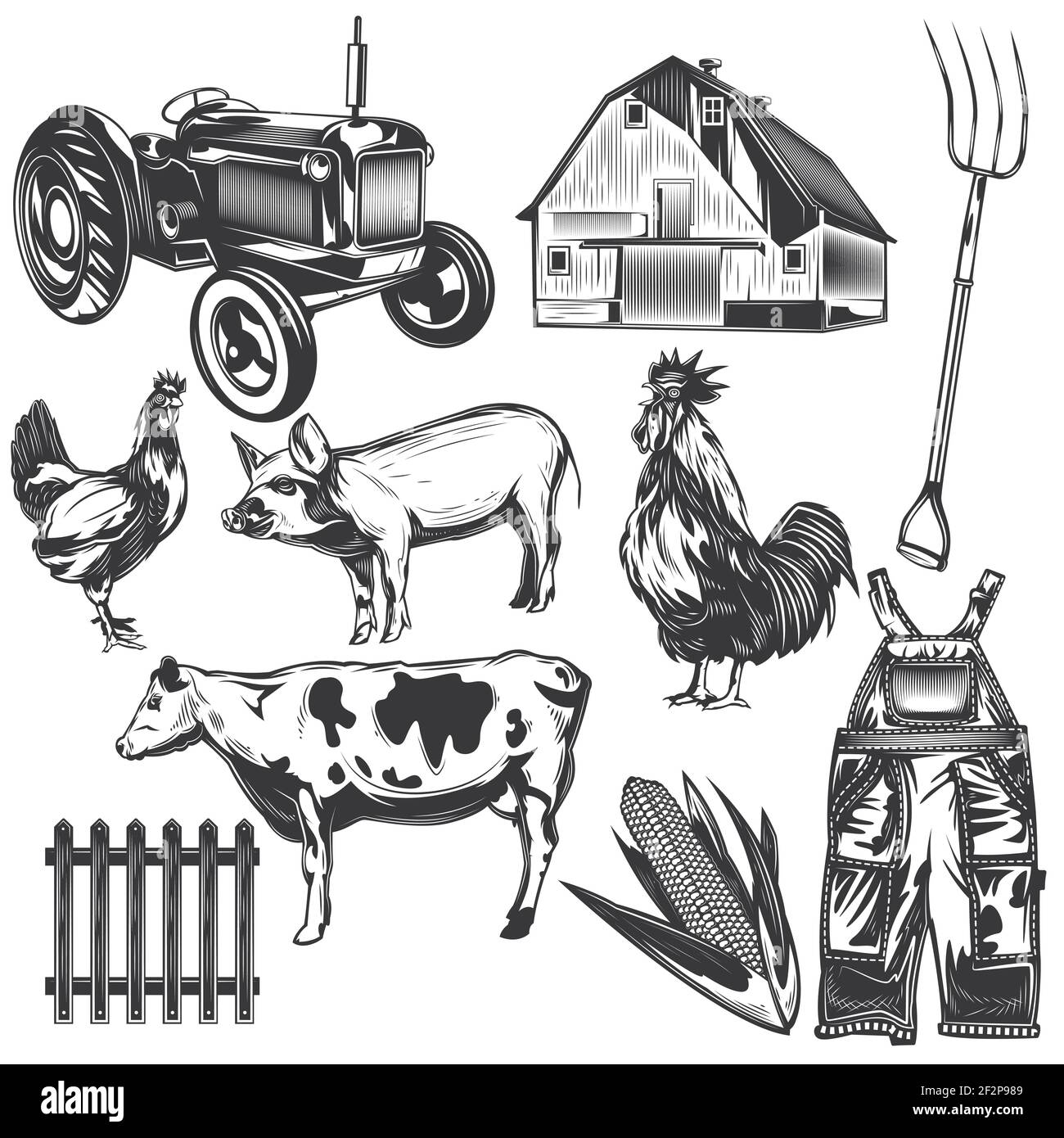 Set Of Farming Elements For Creating Your Own Badges, Logos, Labels 