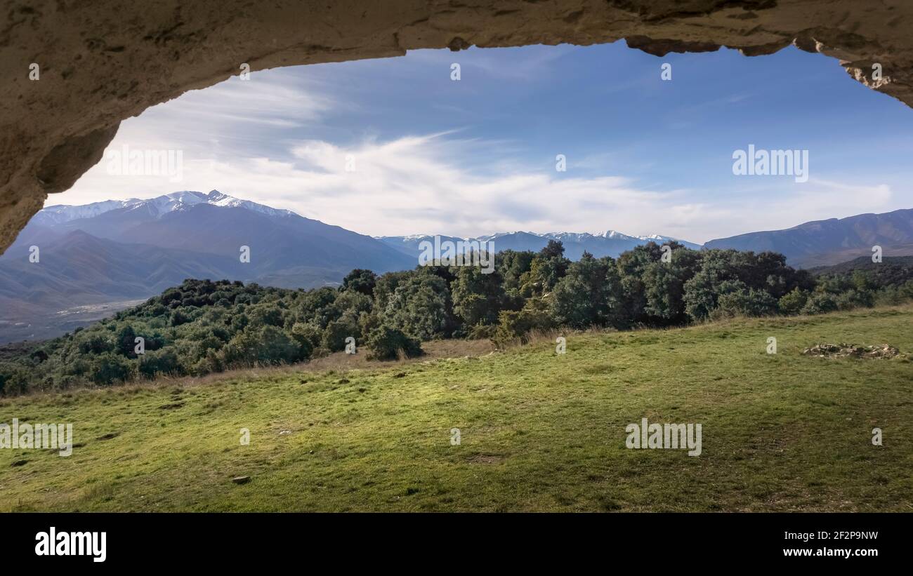 View of the Pyrenees at Marcevol Stock Photo