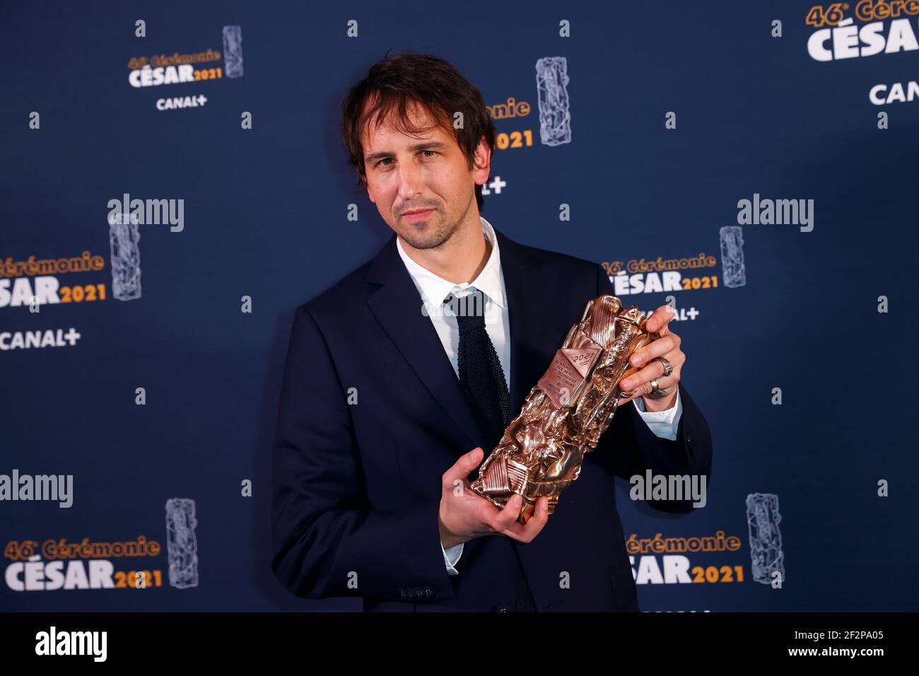 Director Stephane Demoustier poses during a photocall after receiving the  Best Adapted Screenplay Award for his film "La fille au bracelet" (The Girl  with a Bracelet) during the 46th Cesar Awards ceremony