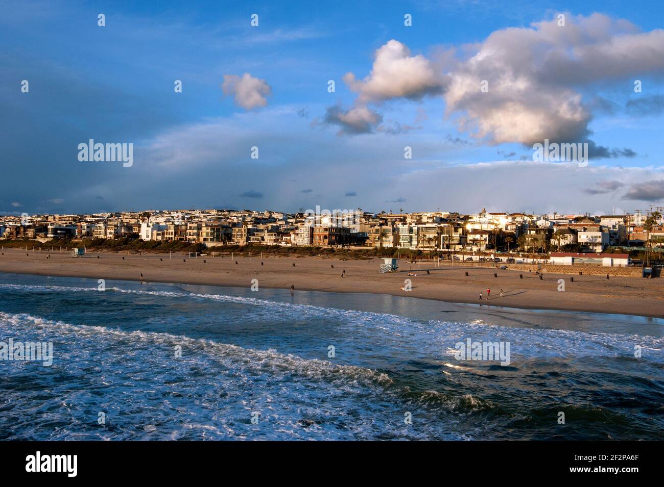 Beachfrtont homes in Manhattan Beach in the South Bay area of Los Angeles, CA Stock Photo