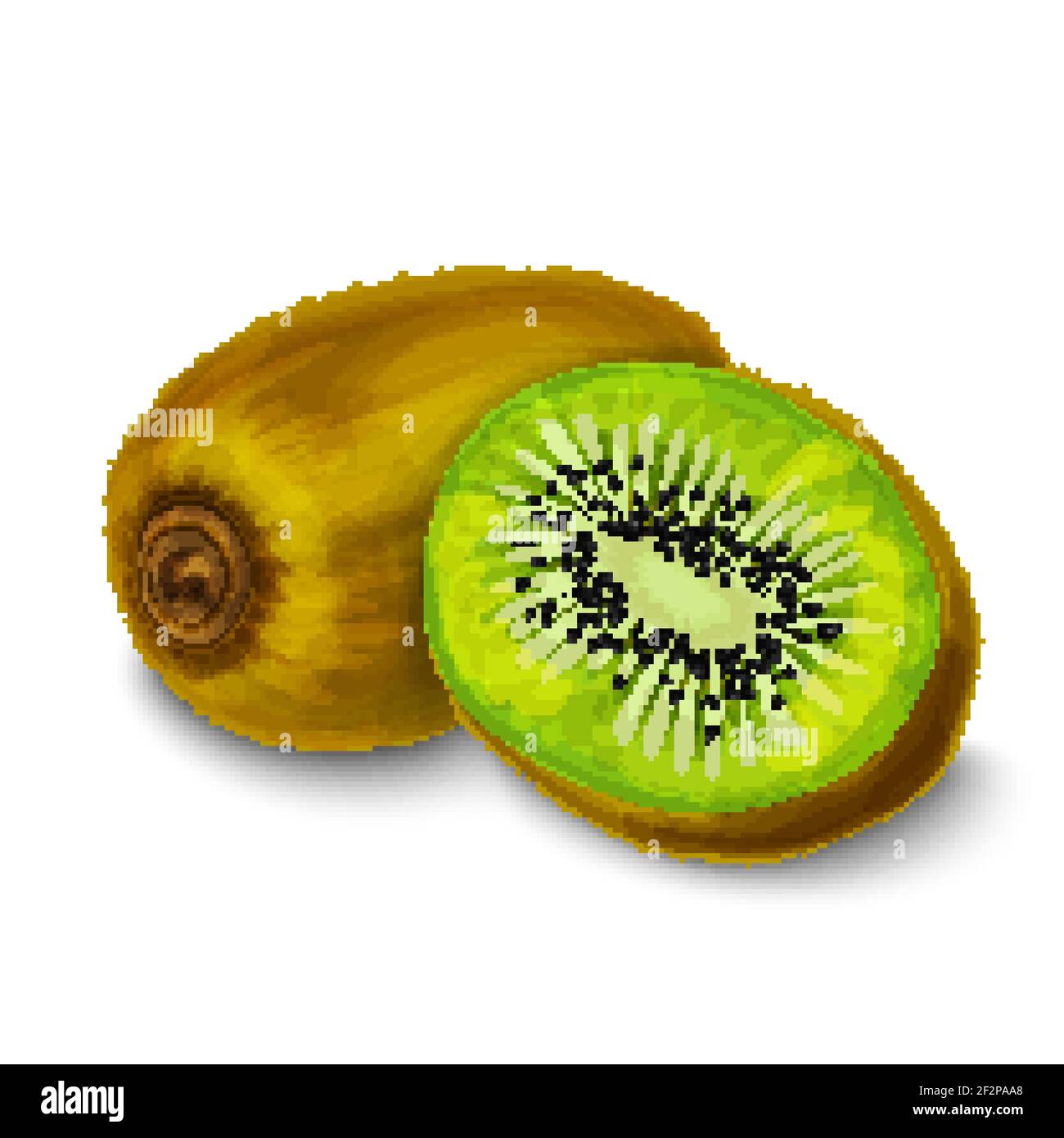 Natural organic sweet cut and sliced kiwi with pips tropical fruit decorative poster or emblem isolated vector illustration Stock Vector