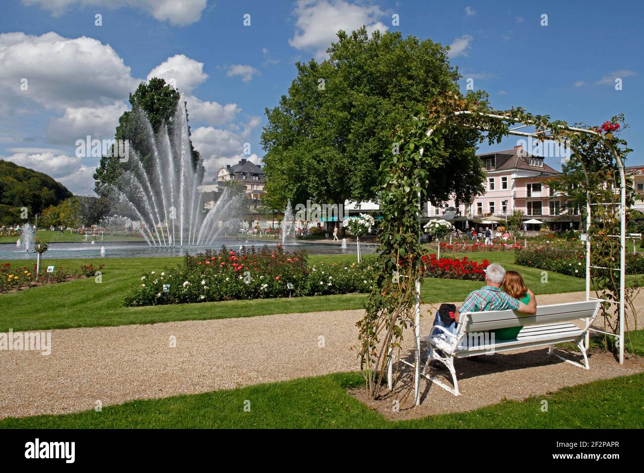 Kurpark, water features, Bad Kissingen, Bavaria, Germany Stock Photo